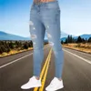 Jeans Wihte Erkekler Elastik Bel Skinny Jeans 2023 Streç yırtılmış kot pantolon Sokak Giyim Yaz Erkekleri Yüksek Kalite Joggers Pantolon V8CQ#