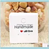 food Tray Packaging & Jewelrydiy White Brown Handmade Stud Cute Square Jewelry Packing Display Earring Package Card 500Pcs Per Lot246O