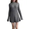 Casual Dresses Kimydreama Women Fall Sexy Sweater Dress Solid Bodycon Ribbed Cable Knit Long Sleeve Mock Neck Slim Fit A-Line Mini