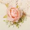 new Women Wrist Corsage With Pearl Artificial Rose Hand Fr Decor Handmade Bridesmaid Bracelet Elegant Wedding Accories f0td#