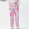 Męskie spodnie Inderun 2024 Style koreańskie spodnie męskie moda luźna kwiatowy nadruk pantalony swobodne osobowość szeroka noga długa s-5xl