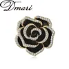 Pins Broches Dmari Vrouwen Broche Koreaanse Mode Stijl Vintage Strass Zwarte Roos Reversspeldjes Feestaccessoires Voor Kleding Luxe Sieraden Y240329