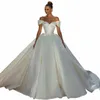 Aviana Simple Satin Wedding Dr for Bride2023 Off The Should The Sweetheart Collar Lace Up Back Shinning Bridal Gown S3DK＃