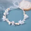 Ręcznie robiona perła cch Big Hoop Sea Sail Shell Garland Hairbands Crown Brides Seell Headdr Beach Wedding Hair Acries K78U#