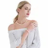 Collana di perle d'acqua dolce naturali bianche per le donne Collana di perle di 8-9mm Gioielli di perle di lunghezza 40cm / 45cm / 50cm Collana di moda Jewelry240327