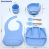 Tasses, plats, ustensiles 6 pièces, assiette à dîner ours, ensemble d'alimentation pour enfants, nom personnalisé gratuit, assiettes à ventouse en Silicone de qualité alimentaire, bol ensemble de vaisselle pour bébé 240329