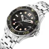 PHYLIDA Black Dial MIYOTA or PT5000 Automatic Watch DIVER NTTD Style Sapphire Crystal Solid Bracelet Waterproof 200M 210329247d