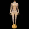 special Big Pearls Crystals Nude Transparent Bodysuit Evening Birthday Celebrate Outfit Sexy Singer Rhinestes Jumpsuit f3kk#