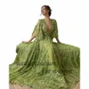 green Fairy Evening Prom Dres with Sleeve V Neck A Line Formal Party Dr with Train Lg Celebrate Event Gowns 2024 Q0R0#