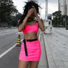 Robe de deux pièces Été Femmes Néon Pièces Ensemble Jupe Bandage Crop Top Et Survêtement Tenues Streetwear 2 Festival Vêtements Drop Livraison Dhvfi