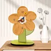 Bordklockor Cream Style Desktop Decoration Målning Creative Flower Living Room TV Cabinet Minimalist Silent Clock Swing