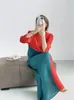 Sukienki robocze Judx miyake plisowane dwupoziomowe zestawy damskie dla kobiet 2024 Designerska wysokiej klasy dopasowanie kolorów