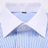 Camicia elegante da uomo a righe con polsini francesi classici, tasca con toppa singola, gemello incluso, camicie da sposa a maniche lunghe 240314