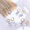 Hoop Earrings Ceramic Glasses Fashion Design Blue And White Porcelain Ear Buckle Alloy Women Korean Jewelry Accessories