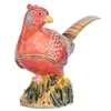 Decorative Figurines Pheasant Bird Trinket Box Metal Jewelry Container Ring Holder Necklace Storage Souvenirs Gifts