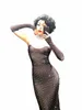Kvinnor svart sexig LG Dr Sparkling Rhineste Nightclub Party Bankettkläder Stage Wear Singer Performance Costume Dres 14e2#