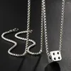 Pendant Necklaces Fashion Men's Cool Cube Dice Style Silver Color Stainless Steel Long Chain Male Lucky Gifts For Him Jewelry1763