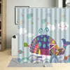 Rideaux de douche Animaux de la mer Ensemble de rideaux Sourire Baleine Dessin animé Enfants Illustration Salle de bain pour salon Décor avec crochets