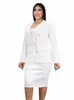 Plus Size Blazer Abiti da donna Blazer bianchi e gonna a vita alta Set da due pezzi Office Lady Work Busin Gonne Suit 3XL 2023 t3lH #