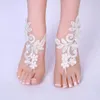 Mode fotled armband 1 par barfota sandaler spets blommor blad ankel fotkedja fot smycken för kvinnor bröllop strand 240321