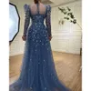 Serene Hill Muslim Blue A Line Evening Dres Luxury Beaded Prom Vestidos formales 2024 para mujeres Fiesta LA71762A 81oO #