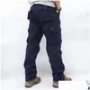 Männer Hosen Herren Overalls Cargo MTI Taschen Taktische Arbeit Casual Pantalon Hombre Streetwear Armee Gerade Hosen Drop Lieferung Appa Dhgrr