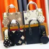 2024 На The Go Brown Flower Tote Bags Skelles Womens Fashion кожаные сцепления.