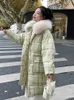korean Y2k Pink Plaid Parkas Jacket Warm Baggy Down Cott Padded Chamarras Winter Vintage Midi Length Casual Casacos New N6tw#