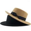 Береты, шерстяные канотье, белая шляпа с плоским цилиндром для женщин, фетровая шляпа с широкими полями, Fedora Laday Prok Pie Chapeu De Feltro Bowler Gambler