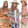 Cappotto di lana azteco autunno e inverno 2023 Cappotto di lana azteco a maniche lunghe di media lunghezza con maniche lunghe allentato Cappotto cardigan da donna casual I4Hr #