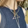 Punk Rock Hip HopTrend Exaggerate Coarse chain Pentacle Pendant steel Choke Necklace For Women Men Girls Jewelry 240318