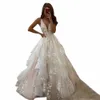 a-line V-Neck Boho Wedding Dr Puffy Tulle Princ Bridal Dres Plus Size Lace Appliques Backl Lg Wedding Party Gowns y1ym#