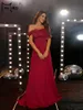 Casual Dresses Missord Elegant Wine Long Evening Women Mesh Off Axel ärmlösa applikationer Löst A-Line Party Dress Prom Gown