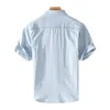 القمصان غير الرسمية للرجال الصيف القطن النقي القميص القميص قميص الدنيم متعدد الاستخدامات ملابس إسقاط زرقاء الملابس ملابس Otnhz