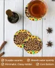 Table Mats Sunflower Leopard Texture Coasters Ceramic Set Round Absorbent Drink Coffee Tea Cup Placemats Mat