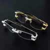 Necklace Earrings Set Square Sterling Silver S925 Rimless Eyeglasses Men 2024 Frameless Diamonds Anti Blue Light Eyewear