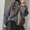 Женский кардиган с принтом букв, свитер, пальто в консервативном стиле, свободное пальто, вязаная повседневная куртка для женщин 2023, осень-зима a4gc #