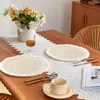 Table Mats Light And Luxury Bohemian Style Woven Cotton Meal Pad Fabric Tassel Heat Insulation Tall Round Set For 4