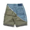 Seveyfan Hi Street Hommes Ripped Denim Patchwork Shorts Multi Poches Cargo Shorts Streetwear z38j #