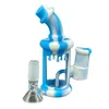 4,5-Zoll-Hukahn-Silikon-Bong-Wasserpfeifen Unzerbrechliche Mini-Silikon-Ölplattformen Bubbler-Bongs mit Glasschüssel