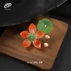 Pins Brooches Retro Handmade Flower Brooch Niche Temperament High-End Glass Jade Badge Artificial Pearl Antique Style Accessories Y240329