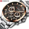 Reloj Hombres Luxury Brand Curren Quartz Chrongograph Watches Men Causal Clock Stainless Steells Steel Band Watch Auto Date253i