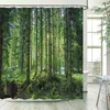 Rideaux de douche Forêt Paysage Tropical Jungle Arbres Cascade Nature Paysage Maison Jardin Tenture Murale Salle De Bain Rideau Décor