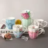 European Bone China Mubs Duża pojemność 420 ml Kreatywna duszpasterska Flower Tea Cup Office Milk Kawa Kubek Ceramiczny Dom Driviewa 210804