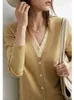 amii Minimalism Summer Women's Cardigan Fi V Neck Full Sleeve Knitted Tops Elegant Thin Loose Spliced Sweaters 12120327 28c1#