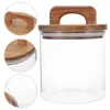 収納ボトル木製のふたキャニスターキッチンシュガー付きガラス食品容器