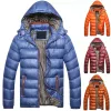 Ny ankomst Vintermän Solid Color Hooded LG Sleeve Zip Up Pocket Down Jacket quiltad kappa Solid färg Mens Hooded Parkas C8p4#