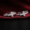 Stud Earrings 925 Sterling Silver Cross Ear Buckle Crystal Diamond For Women Party Jewelry Lady Trendsetter Christmas Gifts