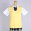 Japonês menina estudantes universitários camisola colete com decote em v jk uniforme de malha cardigan colete campus primavera e outono roupas diárias t2s3 #