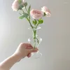 Vasos transparente jateamento arranjo de flores arte criativa garrafa hidropônica moderna sala de estar decoração de mesa